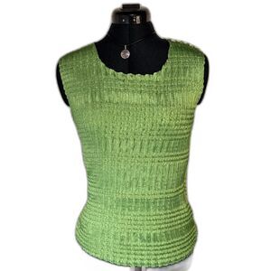 Lime Green Crinkle Textured Sleeveless Top